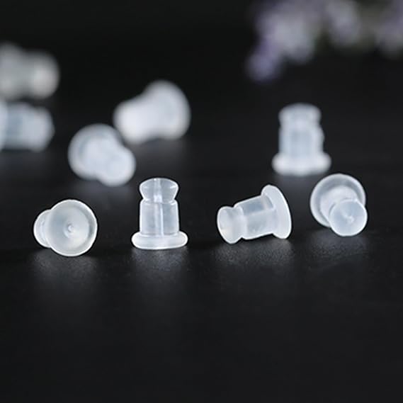 Silicone Earring Backs, Soft Clear Hypoallergenic Replacement Stoppers for Stud Post Hoop Fishhook Earrings, 100 Pack