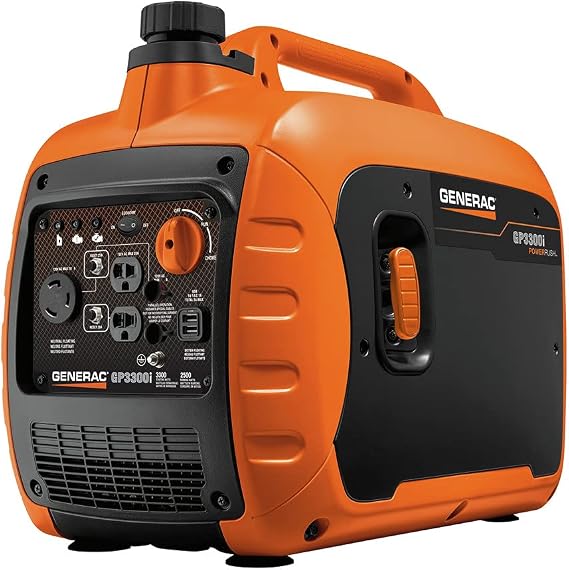 Generac 7154 GP3300i 3,300-Watt Gas-Powered Portable Inverter Generator - Compact and Lightweight Design with Parallel Capability - USB Ports for Mobile Device Charging - CARB Compliant