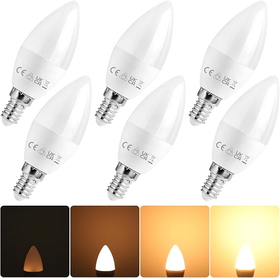 E14 Dimmable LED Light Bulb, Edison Screw SES Candle Bulbs Small Screw, Warm White 2700K E14 LED Bulb, 5W 450LM (Equivalent to 40W), Energy Saving Candle Light Bulbs, Pack of 6 [Energy Class F]