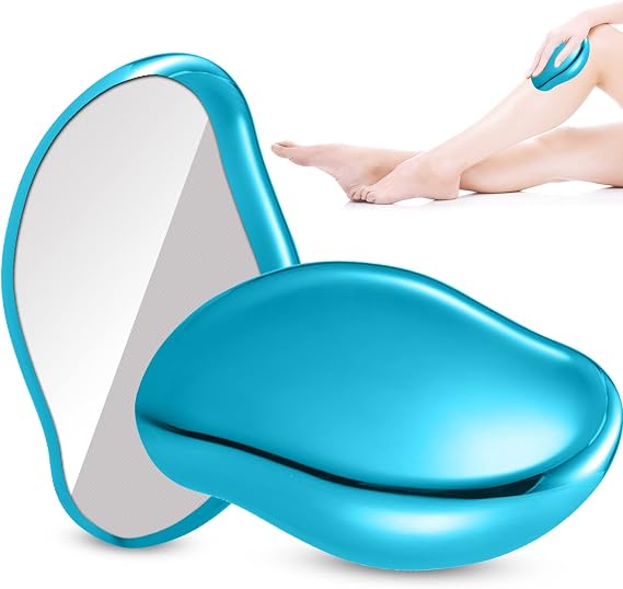 Crystal Hair Eraser, Reusable Crystal Hair Remover Magic Painless Exfoliation Hair Removal Tool, Magic Hair Eraser for Back Arms Legs, Washable, Hair Remover for Women and Men(Blue)