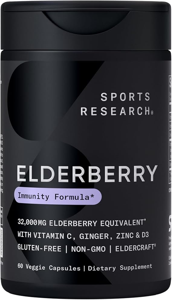 Sports Research Elderberry Immunity Formula w/Zinc, 60 Count