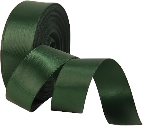 Double Face Satin Ribbon 1" Wide x 20 Yards for Party Wedding Home Decoration Handmade Craft (587 Forest Green)