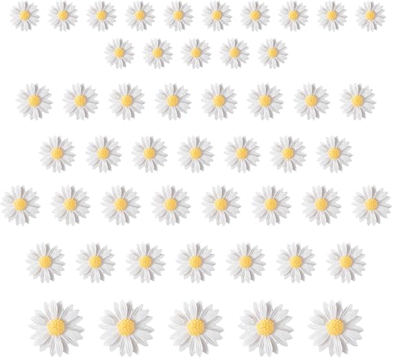 50pcs Mini Daisy Decorations, Resin Flowers Small Decorative Daisy Pins for DIY Crafts, Party, Home Decor - Fake Flowers in White