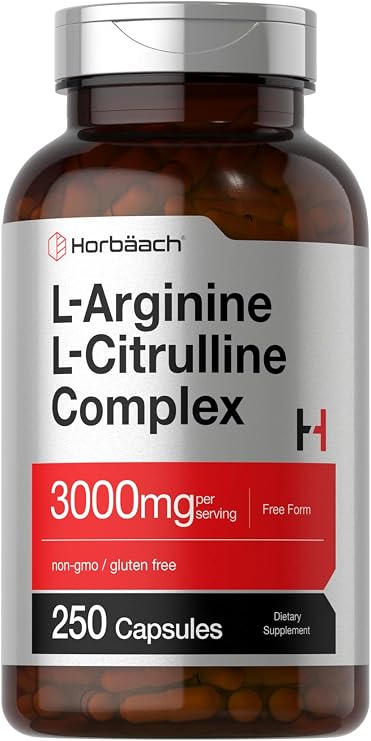 Horbaach L-Arginine L-Citrulline Complex | 3000mg | 250 Capsules