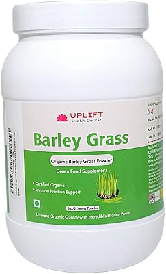 Uplift Organic Barley Grass Powder - 8 Ounces | 100% Pure & Natural, Rich in Vitamin, Fibers, Antioxidant, Protein and Minerals| Supports Immune System and Digestion