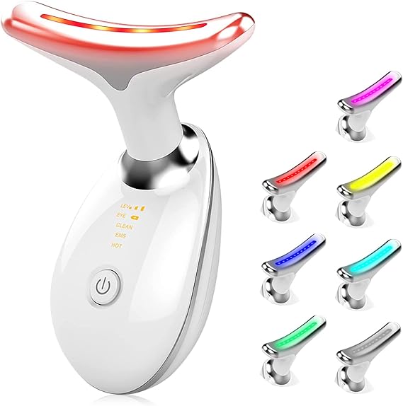 Electric Massager, Red Light TherapyFace Skin Rejuvenation & Neck BeautyDevice Neck Tightening & Wrinkle Removal Firming Device, EMS Care (7-Color LED Mode) (7-MRY-BAI-01)
