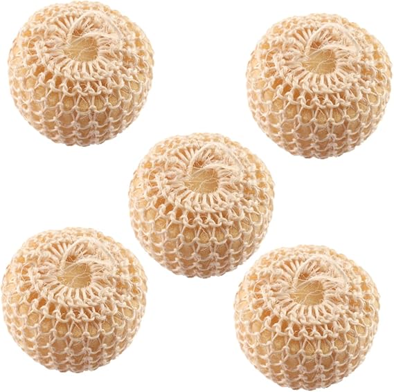 5Pcs Sisal Bathing Balls Set Exfoliating Body Scrubber Natural Fiber Bath Sponge for Skin Cleaning for Relaxation and Spa Use