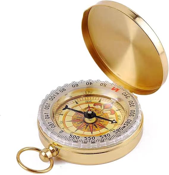 Brass Compass for Outdoor Survival,Waterproof Pocket Compass for Navigation Camping Hiking Military Map Reading Tools