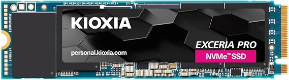 KIOXIA EXCERIA PRO 1TB NVMe SSD – M.2 2280, PCIe Gen4, 7300MB/s Reading, 6400MB/s Writing