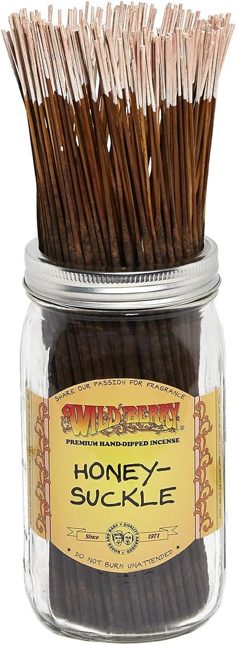 Wild Berry Incense Sticks - Honeysuckle - Delicate Floral Fragrance with White Rose - Hand Dipped in the USA (100 Count)