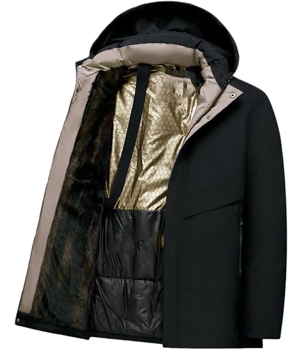 Men's Winter Plush Lined Thick Warm Parka cotton-padded jacket