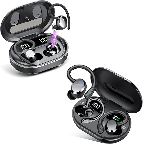 Ear Buds Wireless Bluetooth Earbuds, Bluetooth 5.4 Headphones 68hrs Playtime Sport Earphones with LED Display ENC Noise Cancelling Mic, IPX7 Waterproof Earbuds with Hook for Sports/Workout/Running