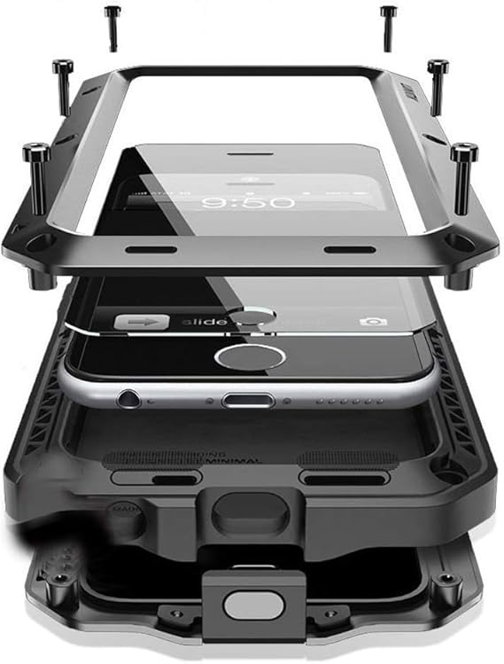 Compatiable with iPhone 15 Pro Case,360 Full Body Protective Cover Heavy Duty Shockproof Tough Armour Aluminum Alloy Metal Case with Silicone Built-in Screen Protector - Black