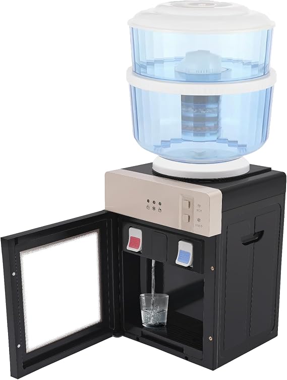 Top Loading Water Cooler Dispenser for 1 to 5 Gallon Bottles 46-200F Mini Desktop Electric Hot Cold Water Dispenser 12''H Automatic Drinking Machine 110V for Home Office Coffee Tea Bar Dorm