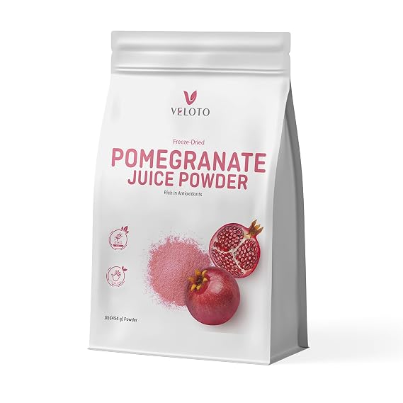 VELOTO Organic Pomegranate Juice Powder 1 lb, Freeze-Dried, Antioxidant Superfood, No Sugar Added, Unsweetened, Non-GMO, Vegan, for Smoothies, Juice & Baking