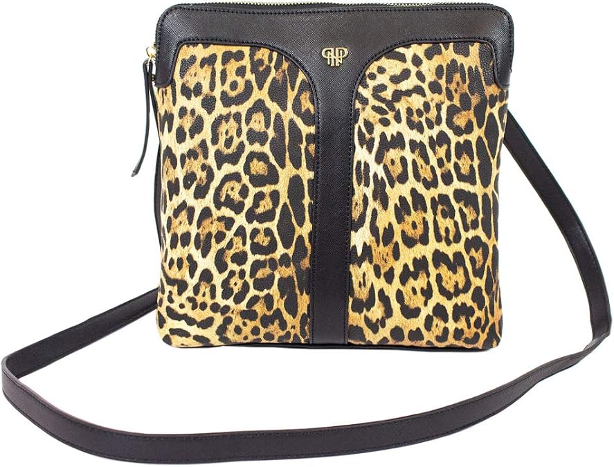 Women's Medium Lighted Black and Leopard Crossbody Bag