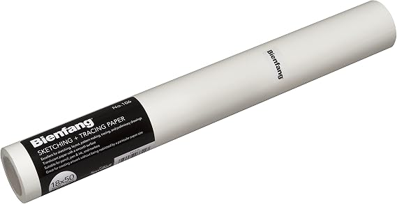 Bienfang Sketching & Tracing Paper Roll, White, 18 Inches x 50 Yards - for Drawing, Trace, Sketch, Sewing Pattern