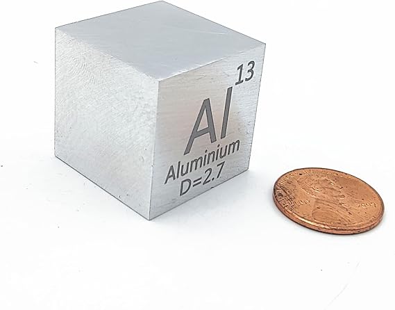 1" Element Cube Pure 25.4mm Density Cube for Element Collection Periodic Table Hunter, and More (1", Aluminium)