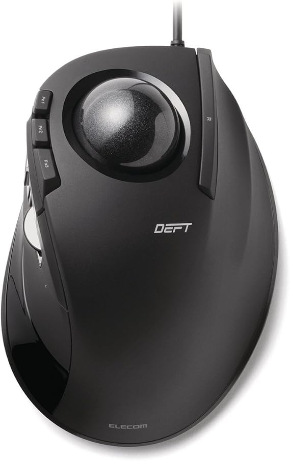 Elecom M-DT1URBK Trackball Mouse, Index Finger, 8 Buttons, Tilt, Wired, Black