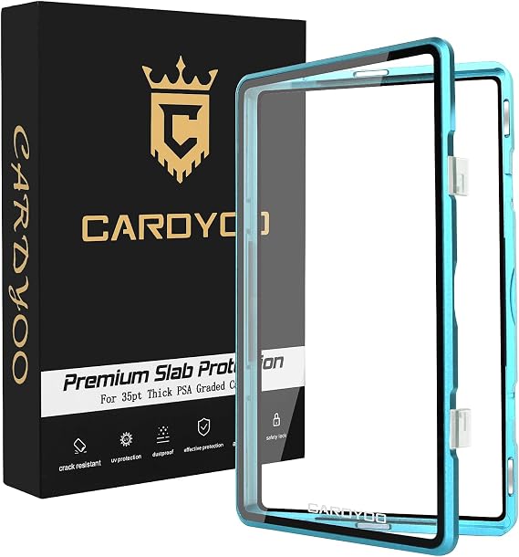 PSA Slab Case, CARDYOO Premium PSA Slab Protector, Metal Graded Card Case, UV Resistant Glass (Blue, 35PT)
