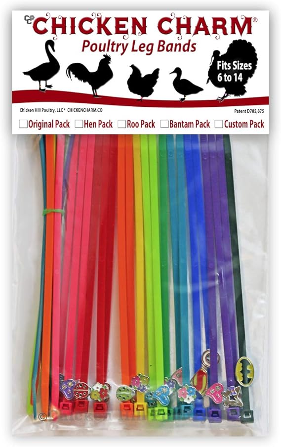 20 Chicken Charm Poultry Leg Bands - Includes Americas Favorite Super Hero's