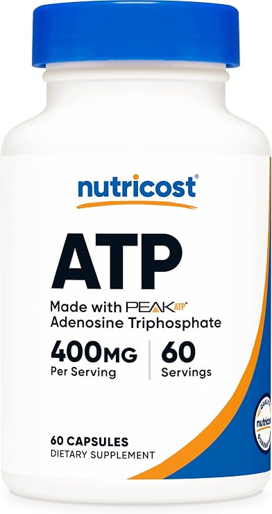 Nutricost ATP Supplement (400mg) 60 Capsules, Made with Peak ATP, Vegan | Adenosine Triphosphate, GMO-Free & Gluten-Free