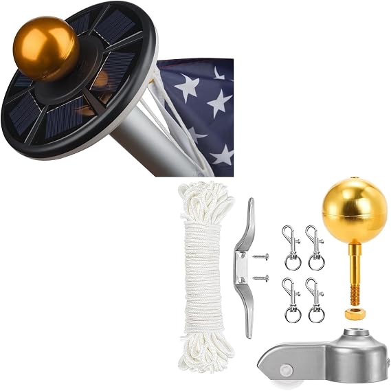 Sunnytech 2nd Generation Solar Flag Pole 20led Light & Flag Pole Hardware Parts Kit