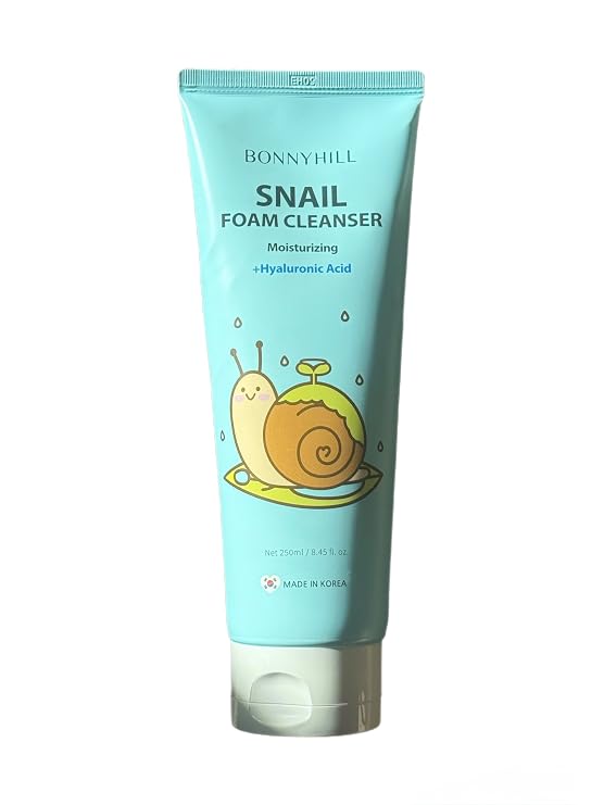 BONNY HILL Snail Foam Cleanser, Moisturizing + Hyaluronic Acid 250ml/8.45 fl oz, Korean Skincare (Snail)