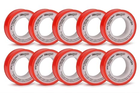 Rayno PTFE Teflon Bant 10 Adet 8mm x 12m | Su ve Gaz Tesisatı için Sızdırmazlık Bandı | Yüksek Dayanım 10 Adet