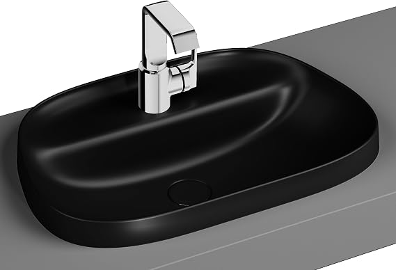 VitrA Frame 5696B483-0041 Countertop TV Sink with Armature Tape, VitrA Clean, 57 cm, Matte Black