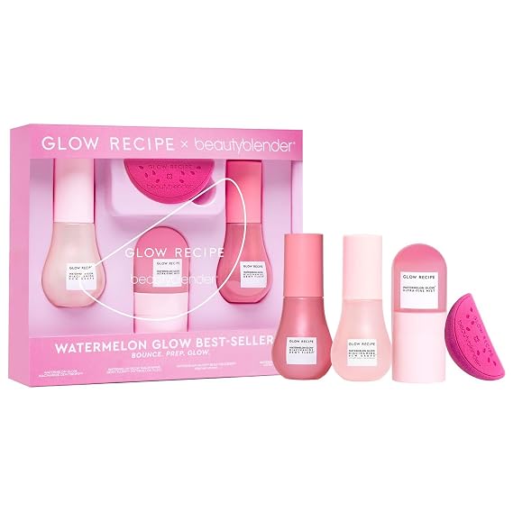 Glow Recipe x Beautyblender: Watermelon Skin & Makeup Prep Set, 4 Count