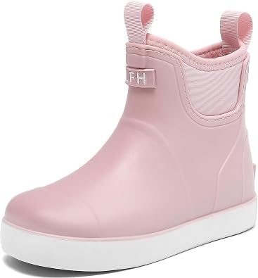Kids Deck Boots Boys Rain Boots Girls Rubber Ankle Boots Water Shoes, Non-slip Waterproof Outdoor Fishing Shoes for Childs School Play Footwear
