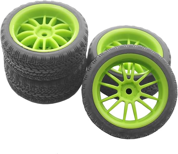 4Pack Vgoohobby RC Rubber Tires and Plastic Wheel Rims 12mm Hex Hub Compatible with HSP HPI Redcat Tamiya RC 1/10 On Road Racing Touring Car