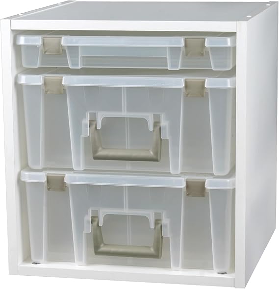 ArtBin 6855SC Super Satchel Cube - 15.5 x 16.75 x 15.625 in. Arts and Crafts Supply Storage with Pre-Drilled Holes, 6 Rail Set, Customizable, White | 15.5 x 16.75 x 15.625 Inches, Pre-Drilled Holes, 6-Rail Set, Customizable Stacking, Durable Plastic