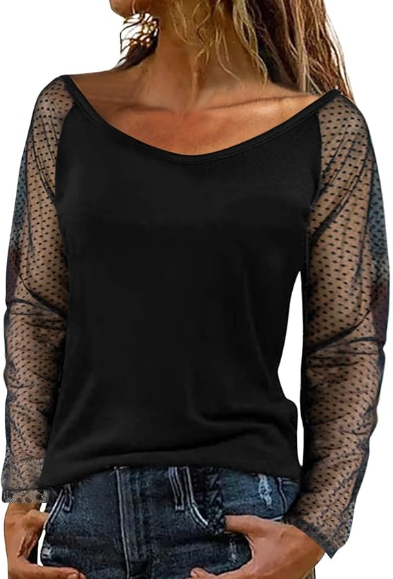 Women's Sequin Tops Elegant Sparkle Tunic Top Long Sleeve Dressy Casual Blouses Mesh Shirts Party Sequin Shinny Glitter Pullover Tees Shimmer Wedding Going Out Prom Cocktail Christmas T-Shirts
