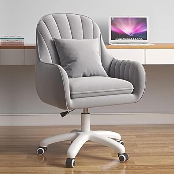Cute Office Chair Home Computer Chairs Adjustable Task Modern Office Makeup 360 Swivel Computer Mid Back(Grey)