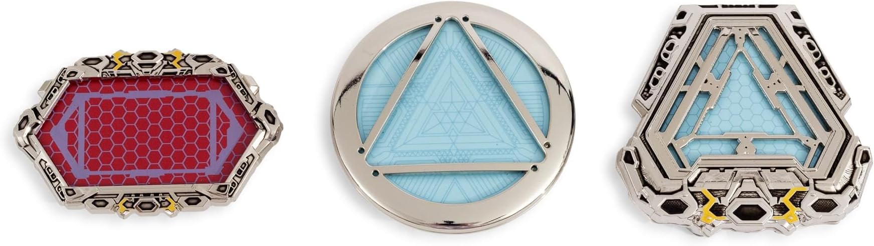 Marvel Studios Iron Man 3-Piece Light-Up Arc Reactor Magnetic Pin Replica Box Set Costume Jewelry for Cosplay and Display