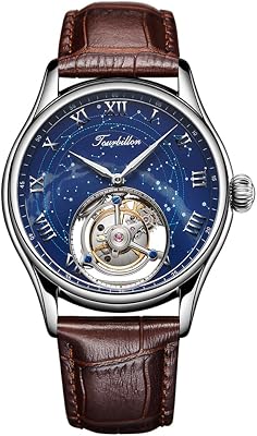 Real Tourbillon Mechanical Men Watches Hand Wind Wrist Watches Skeleton Stainless Steel Sapphire Crystal 5ATM Waterproof Luxury Business Casual Dress Watch