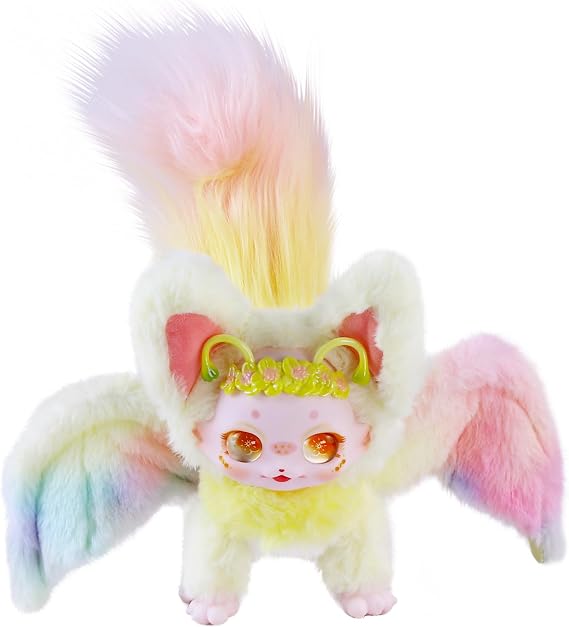 Forest Fantasy Series Plush Dolls - 22cm Sitting Height / 40cm Full Length, Collectible Plushies with Wings-Rainbow