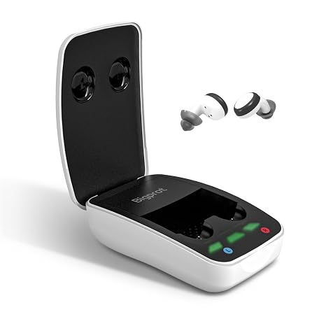 Rechargeable OTC Hearing Aids for Seniors, Digital Hearing Amplifier with Smart Noise Reduction, Invisible In-Ear Design, 200H Charging Case, Auto-Drying Function, Comfortable Secure Fit