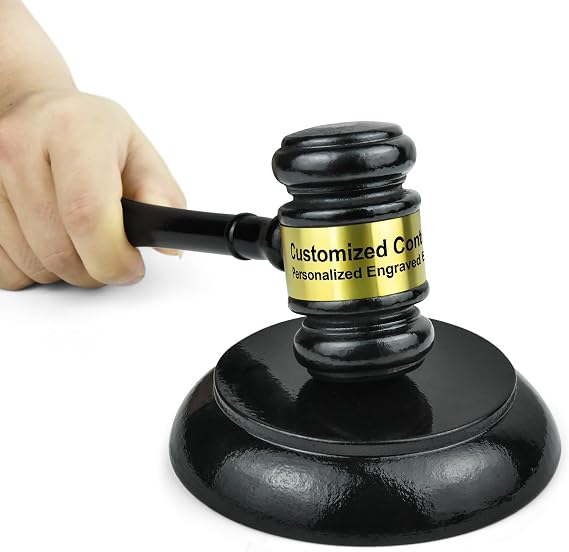 Personalized Wooden Gavel and Sound Block Set - Ideal Gift for Judges, Lawyers, and Law School Graduates - Perfect for Auctions, Meetings, Courtroom Simulations and Desk Decor