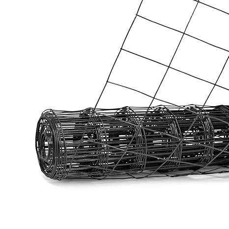 Fencer Wire 16 Gauge Green Vinyl Coated Welded Wire Mesh Size 2 inch X 3 inch, Black, 2x25 ft