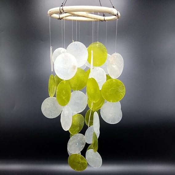 Sedef Rüzgar Çanı Marin Yeşil Beyaz 35 cm