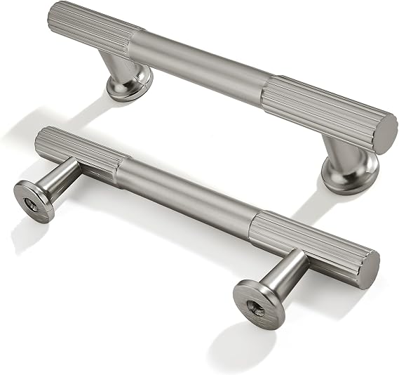 2-Pack 3-3/4 Inch Hole Center Brushed Satin Nickel Cabinet Pulls Solid Heavy Duty Cabinet Pull is Suitable for Drawers Dressers Handles Kitchens Bathroom cabinets