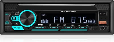 SIXTOP Single Din Bluetooth Car Radio Stereo Hands-Free Calls Push to Talk Voice Assistant Multimedia Audio System MP3 Player FM Radio EQ Dual USB AUX- in SD Input Quick Charge LCD Display