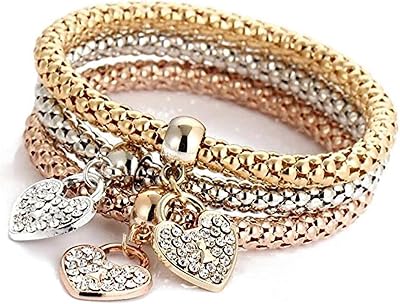 Unique Womens Love heart Diamond Chain Bracelet & Bangle