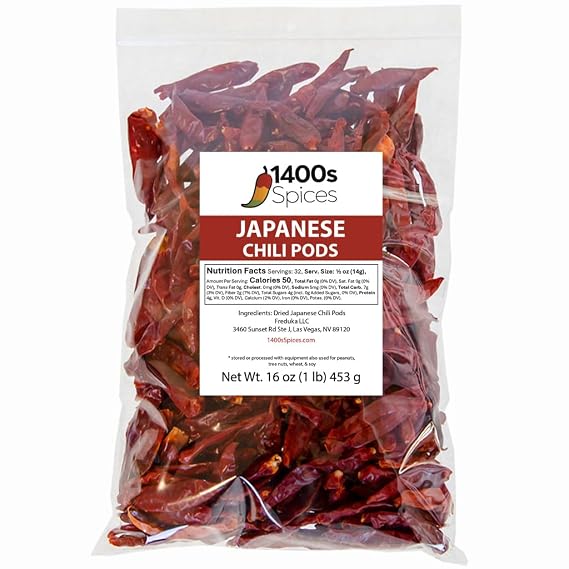 1lb Japones Dried Whole Chile Peppers, Japanese Red Pepper
