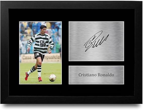 HWC Trading Cristiano Ronaldo Sporting Lisbon Gifts Printed Signed Autograph Picture for Football Fans and Supporters - A4 Framed