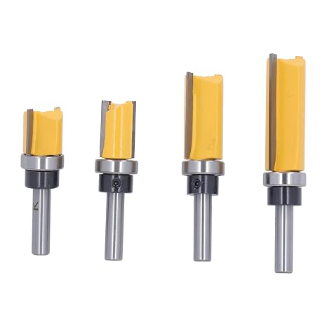 4PCS 8mm Shank Flush Trim Router Bits Set, C45 Steel Wood Trimming Cutters for Cabinets, Furniture Profiling