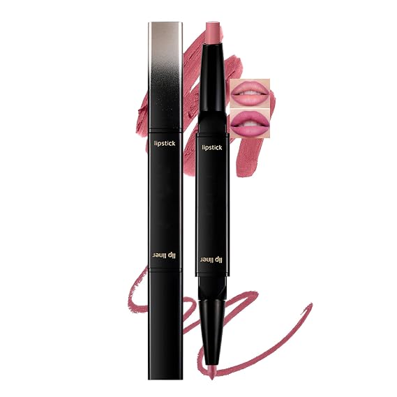 Liquid Lip Liner Lipstick Makeup, Double-Ended 2-in-1 Lip Liner and Matte Lipstick Combo, Waterproof Seamless Lip Stain, Long Lasting All-Day Wear | Matte, Smooth, Durable, Long-lasting, 01